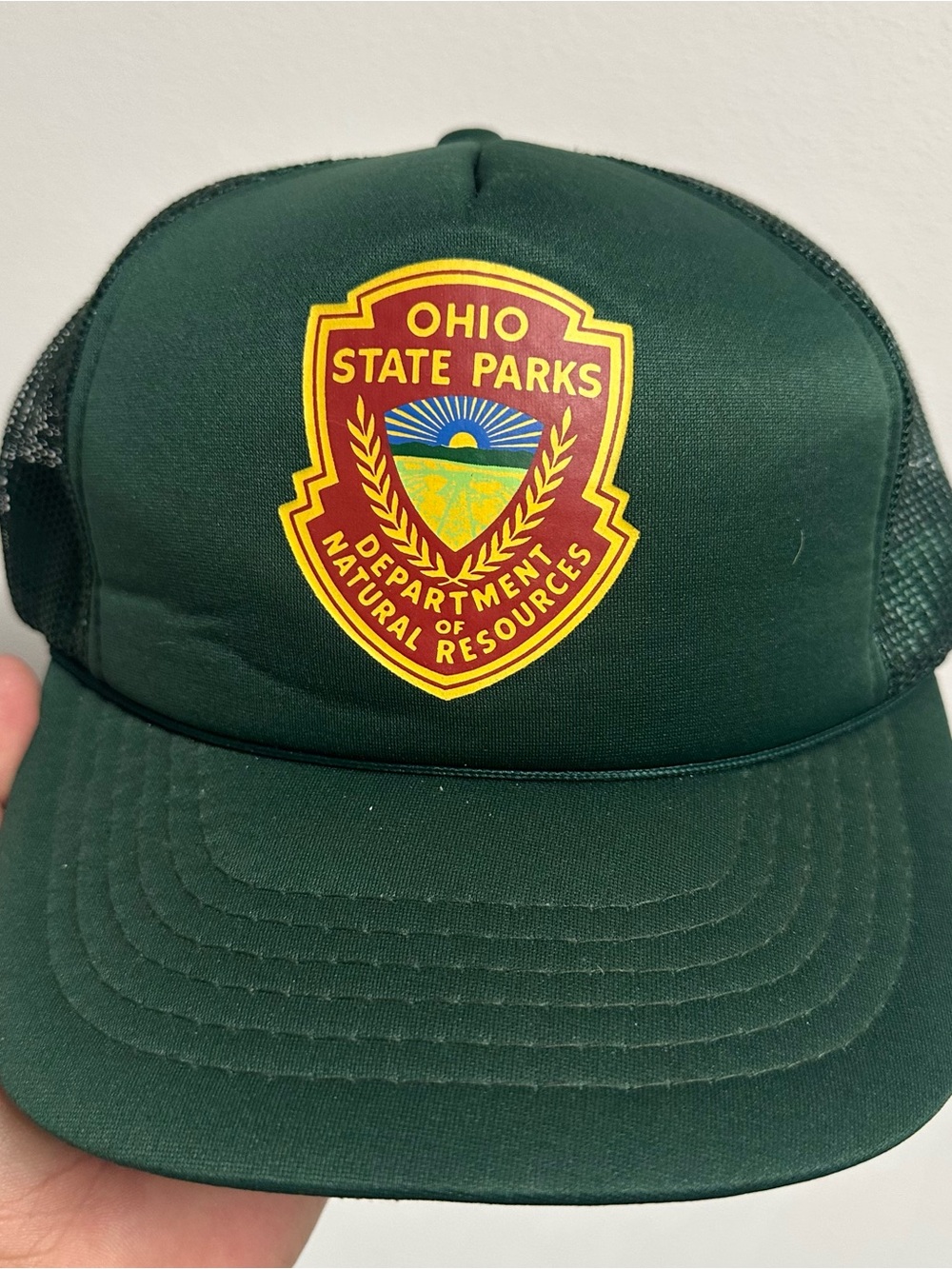 Vintage Ohio State Parks Hiking Green Trucker Hat